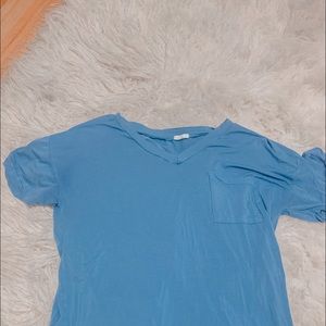 cute blue v-neck shirt